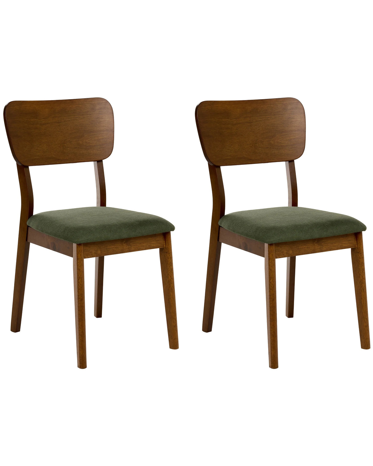 Set of 2 Dining Chairs Light Brown Upholstered Seat Polyester Rubber Wood Frames Retro Style Dining Room Beliani