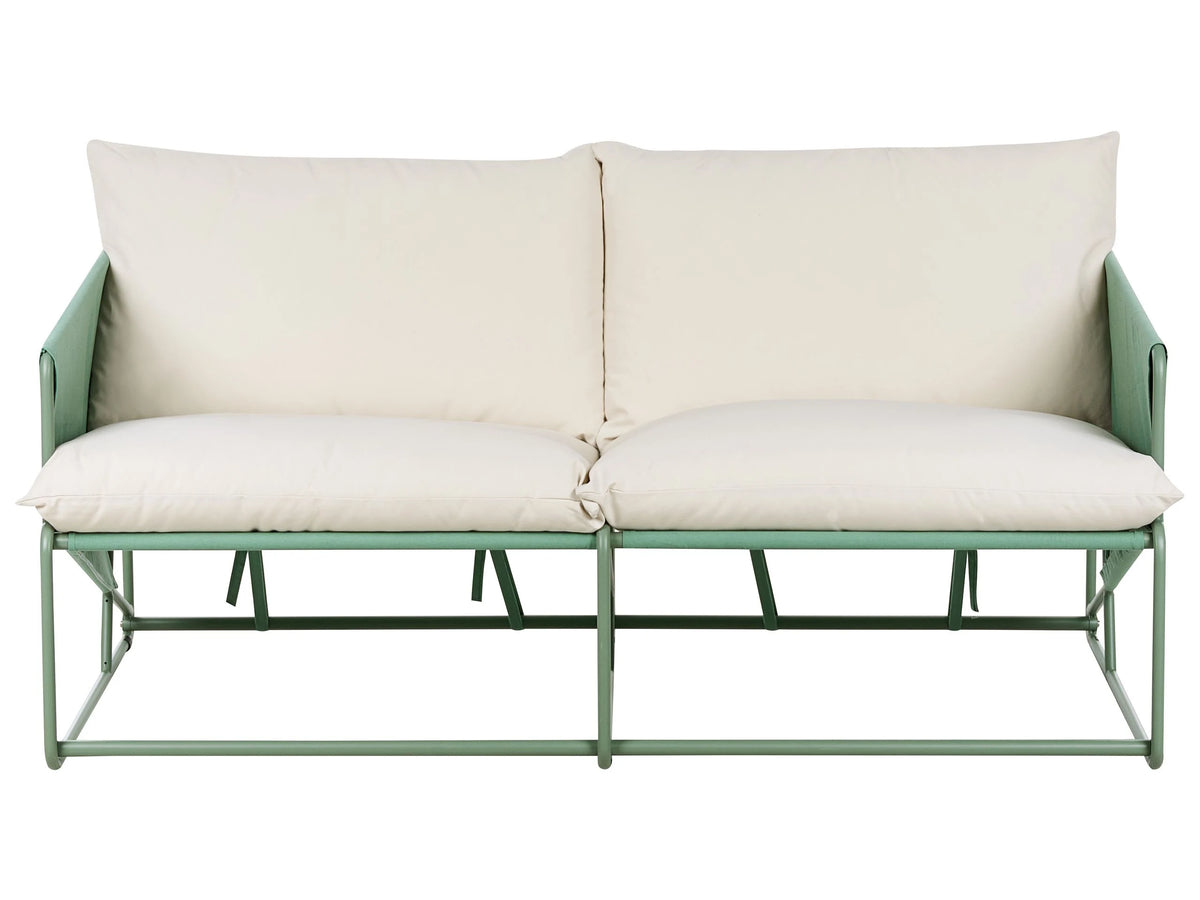 Low Oversized Sofa Green Metal Backrest Seat Cushions Slipper Design Indoor and Outdoor Modern Design Beliani