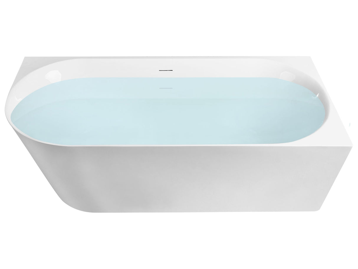 Left Corner Bath Matt White Acrylic 170 x 79 cm Classic Finish Modern Style Bathroom Beliani
