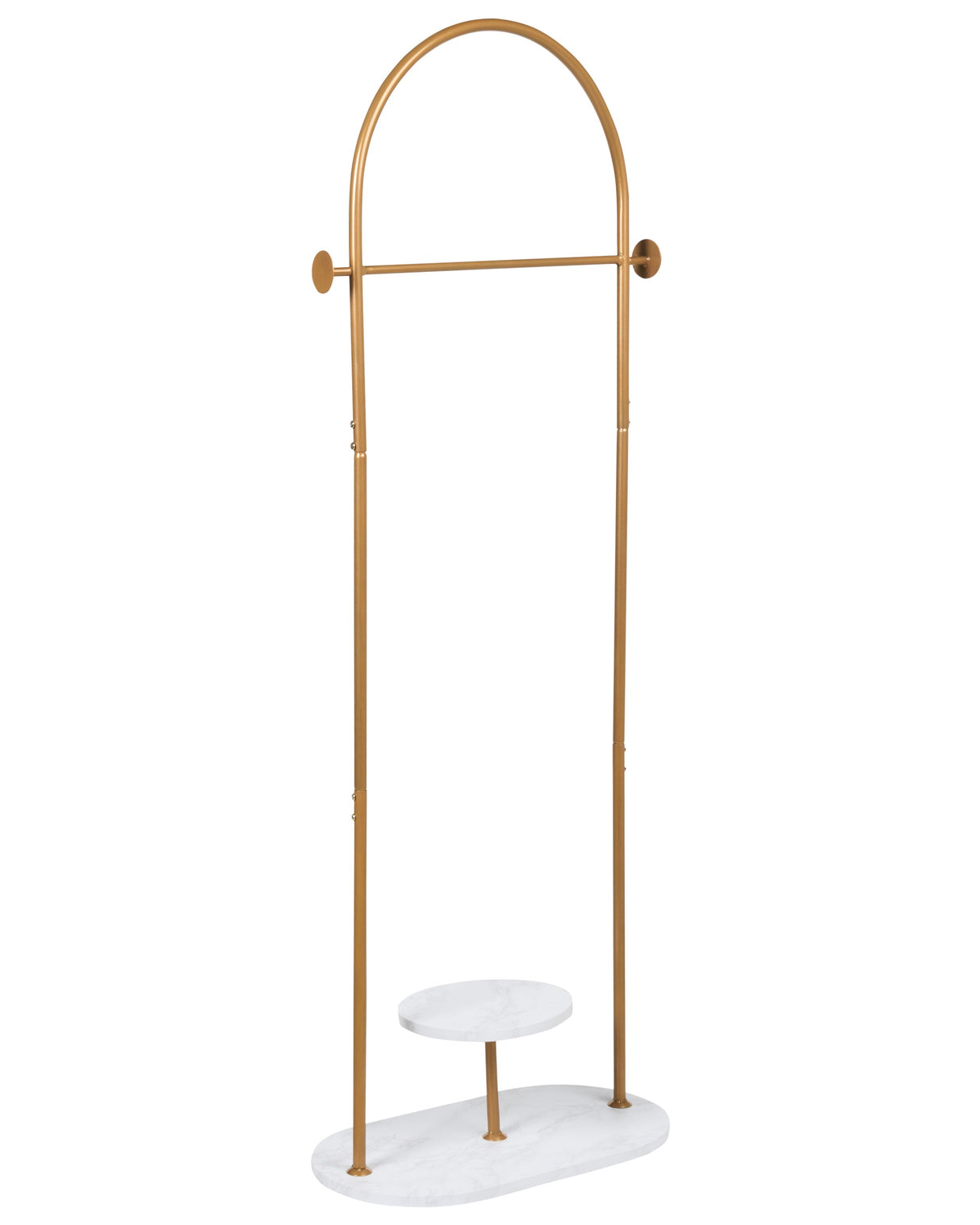 Clothes Rack Gold and White Marble Steel Metal 174 cm Freestanding with Shelf Garment Rail Stand Modern Industrial Beliani
