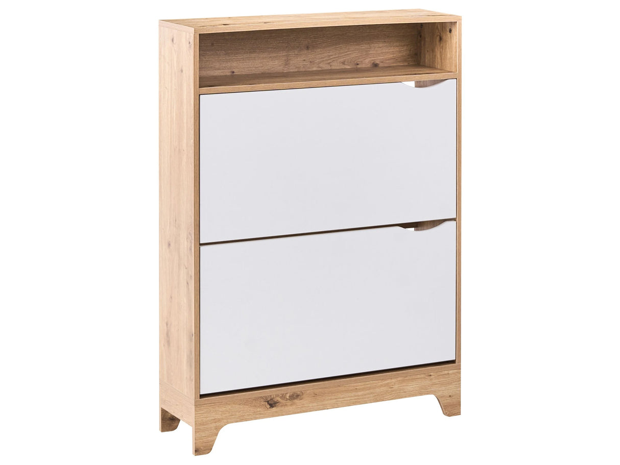 Shoe Storage Cabinet White MDF 2 Compartments Melamine Modern Design Hallway Beliani