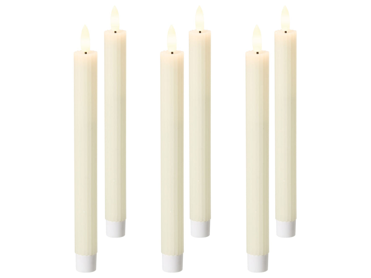 Set of 6 LED Decorations Off-White Paraffin Plastic Candle Seasonal Accessory Home Dcor with Lights Beliani