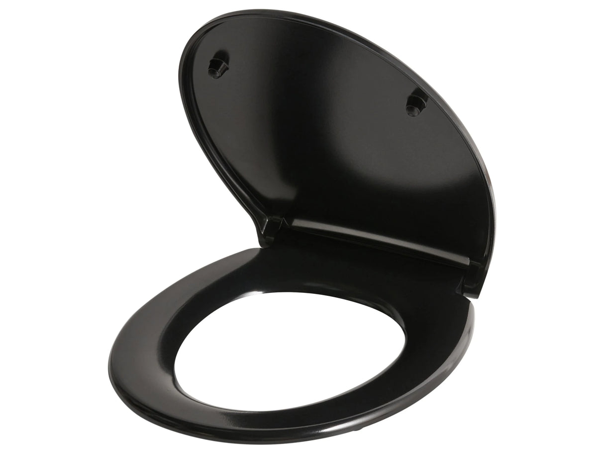 Toilet Seat Duroplast Black 45 x 37 cm Hole Spacing 16cm Soft-Close Quick Release Minimalistic Style Bathroom Toilet Beliani