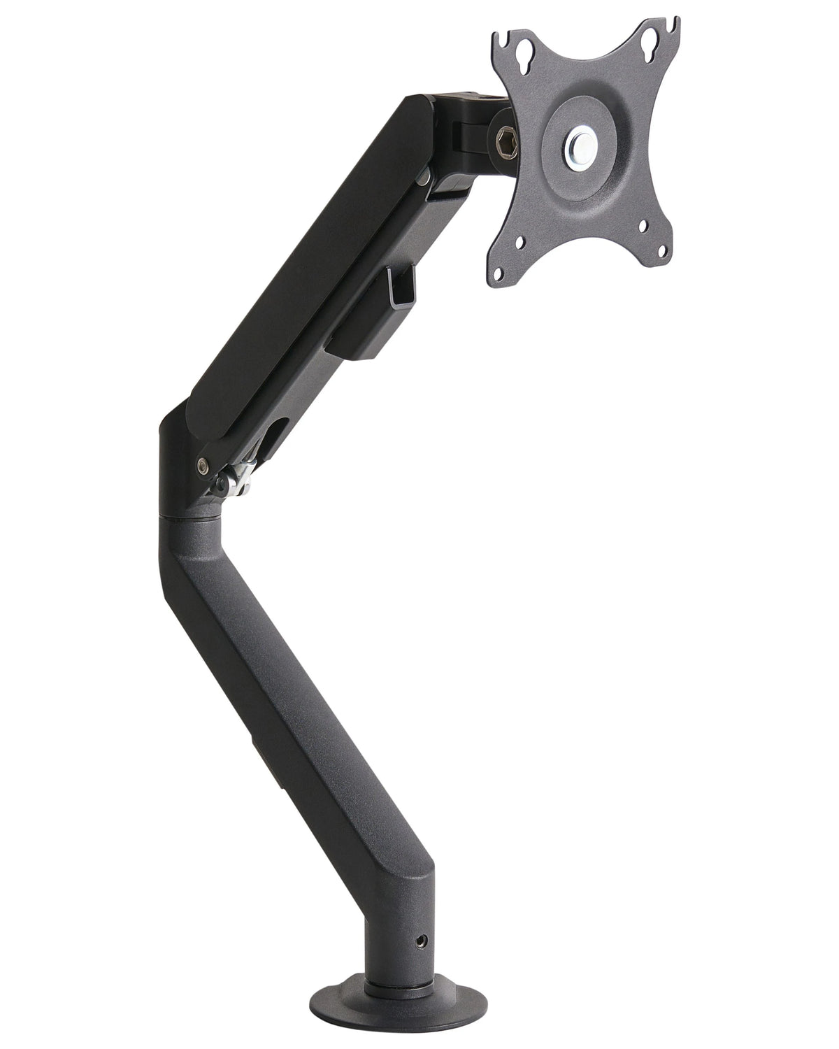 Single Monitor Arm Black Aluminium Desk-Mounted Clap-On Swivel Display Rotatable Beliani