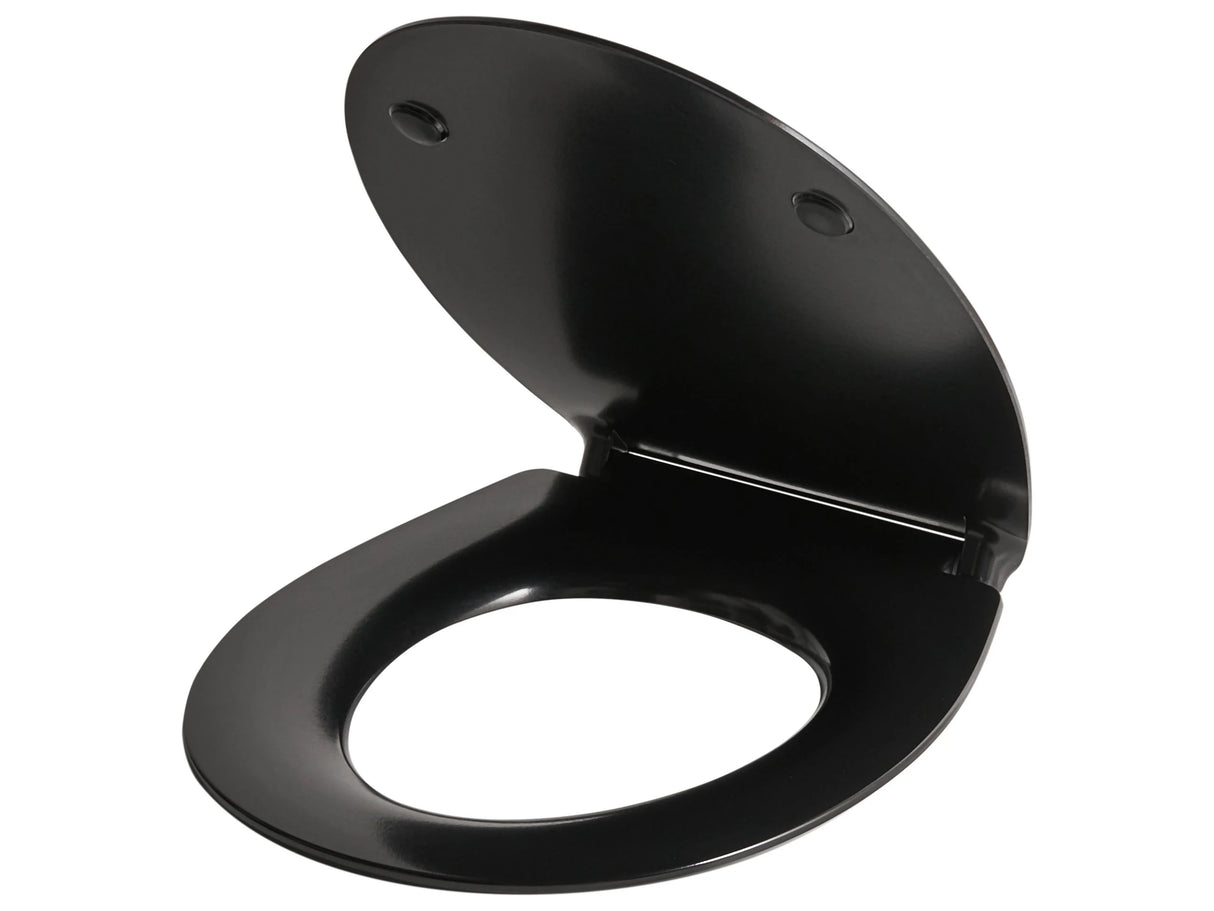 Toilet Seat Duroplast Black 45 x 38 cm Hole Spacing 16cm Soft-Close Quick Release Modern Style Bathroom Toilet Beliani