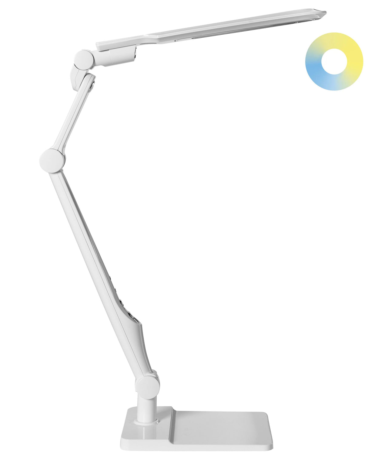 Office Desk Lamp White Table Lighting Reading Computer Lamp Adjustable Rotatable Arm Slide Stepless Dimmer Colour Temperature Beliani