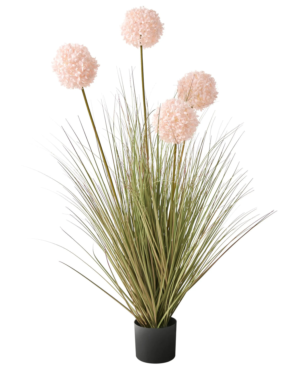 Artificial Potted Plant Green Grass Pink Reed Flower Guelder Rose and Black Plastic Pot 120 cm Decorative Home Accessory Beliani