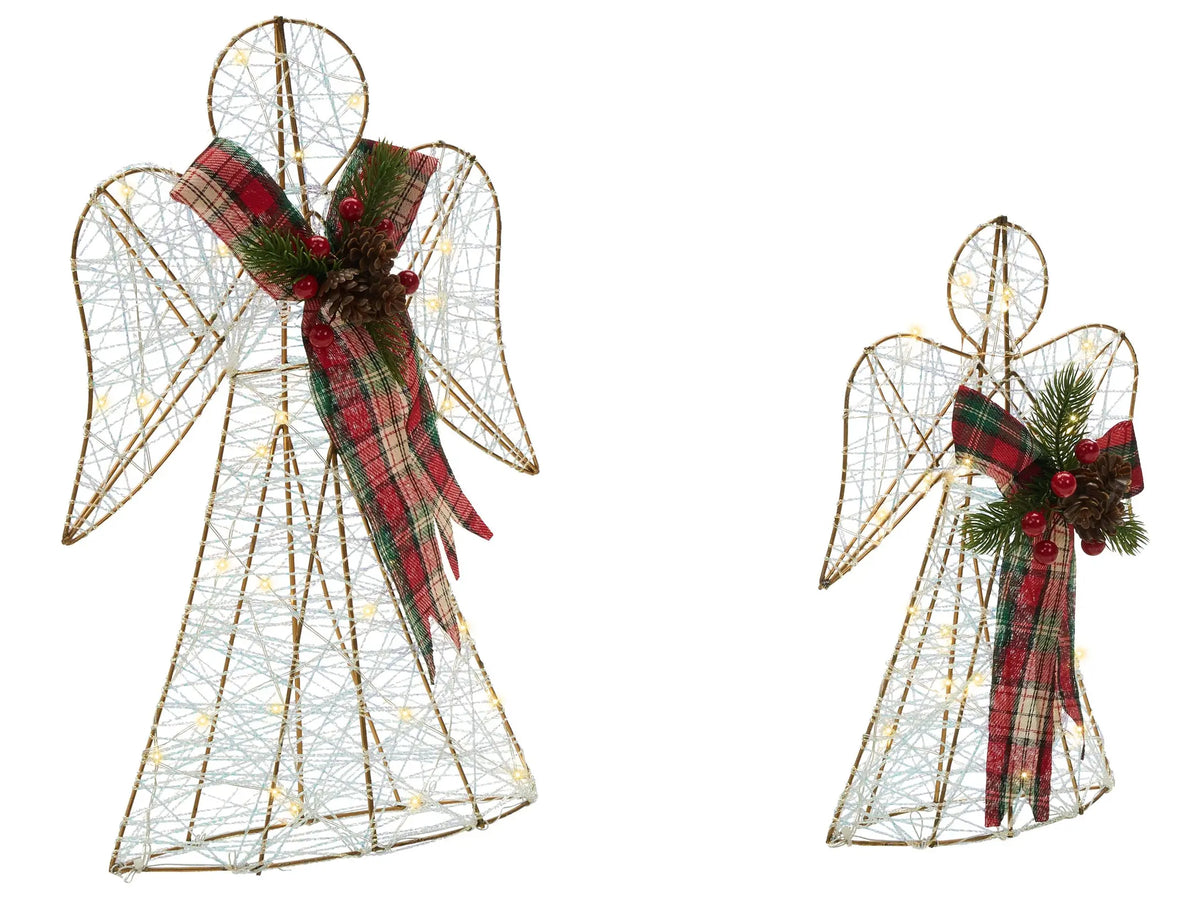 Set of 2 Indoor LED Decoration Multicolour Metal 30/40 cm Angel Seasonal Accessory Home Dcor with Lights Beliani