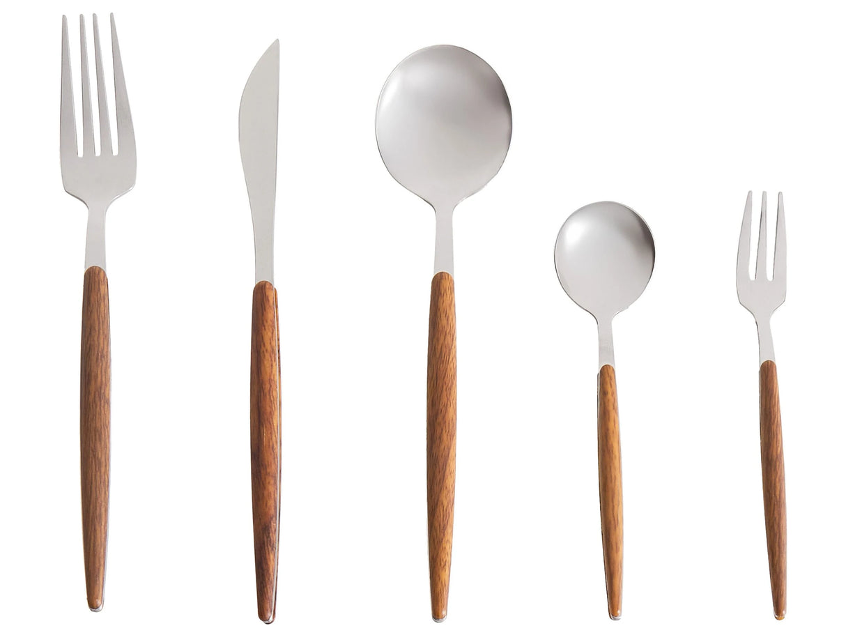 Cutlery Set Silver Stainless Steel Synthetic Material 30 Pieces for 6 People Knife Spoon Fork Teaspoon Fruit Fork Modern Design Beliani