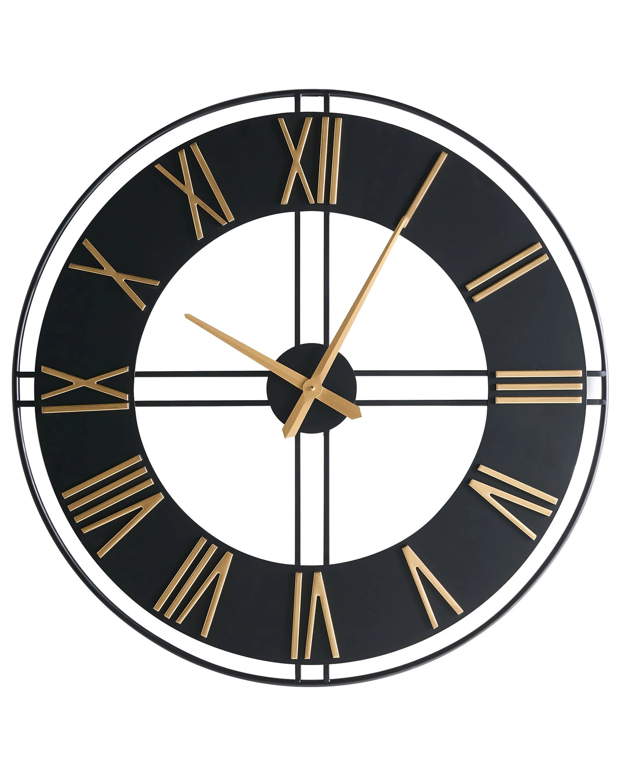Wall Clock Black Metal Hanging Timepiece Indistrial Scandi Style Beliani