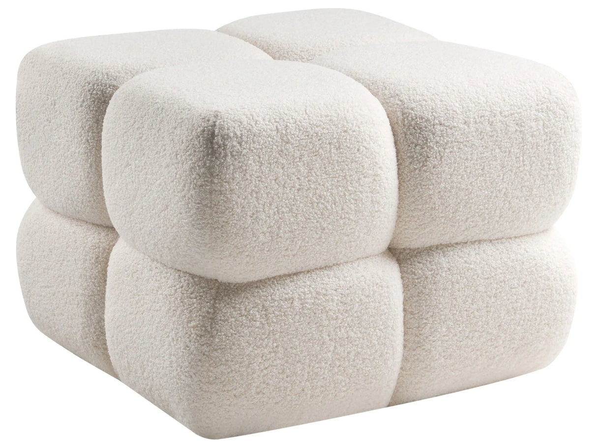 Pouffe Off-White Boucle Square 60 x 60 cm Footstool Accent Upholstery Modern Living Room Bedroom Furniture Beliani
