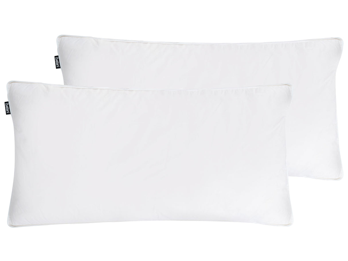 Set of 2 Bed Pillow White Cotton Duck Down and Feathers 40 x 80 cm Medium Soft Beliani