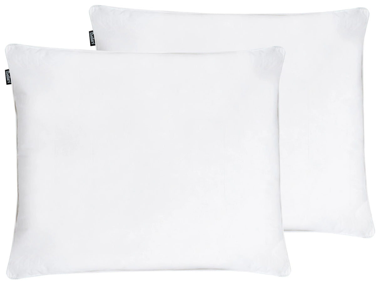 Set of 2 Bed Pillow White Cotton Duck Down and Feathers 50 x 60 cm Medium Soft Beliani