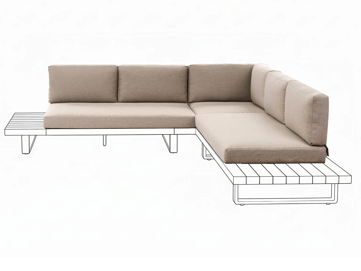 Outdoor Cushion Cover Set Taupe Fabric Sofa Seat Back Side Pillow Cases Beliani