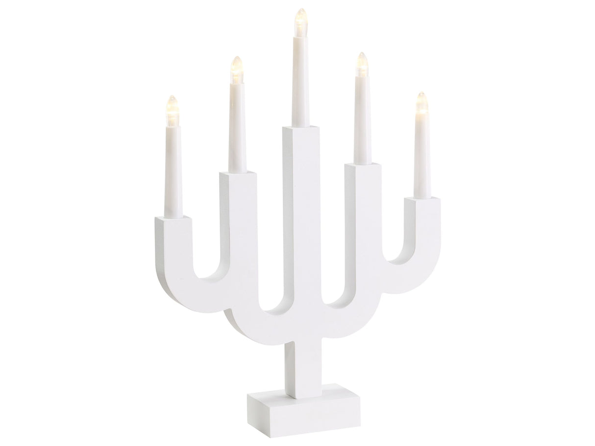 LED Decoration White Candle Holder Indoor MDF Seasonal Accessory Home Dcor with Lights Beliani