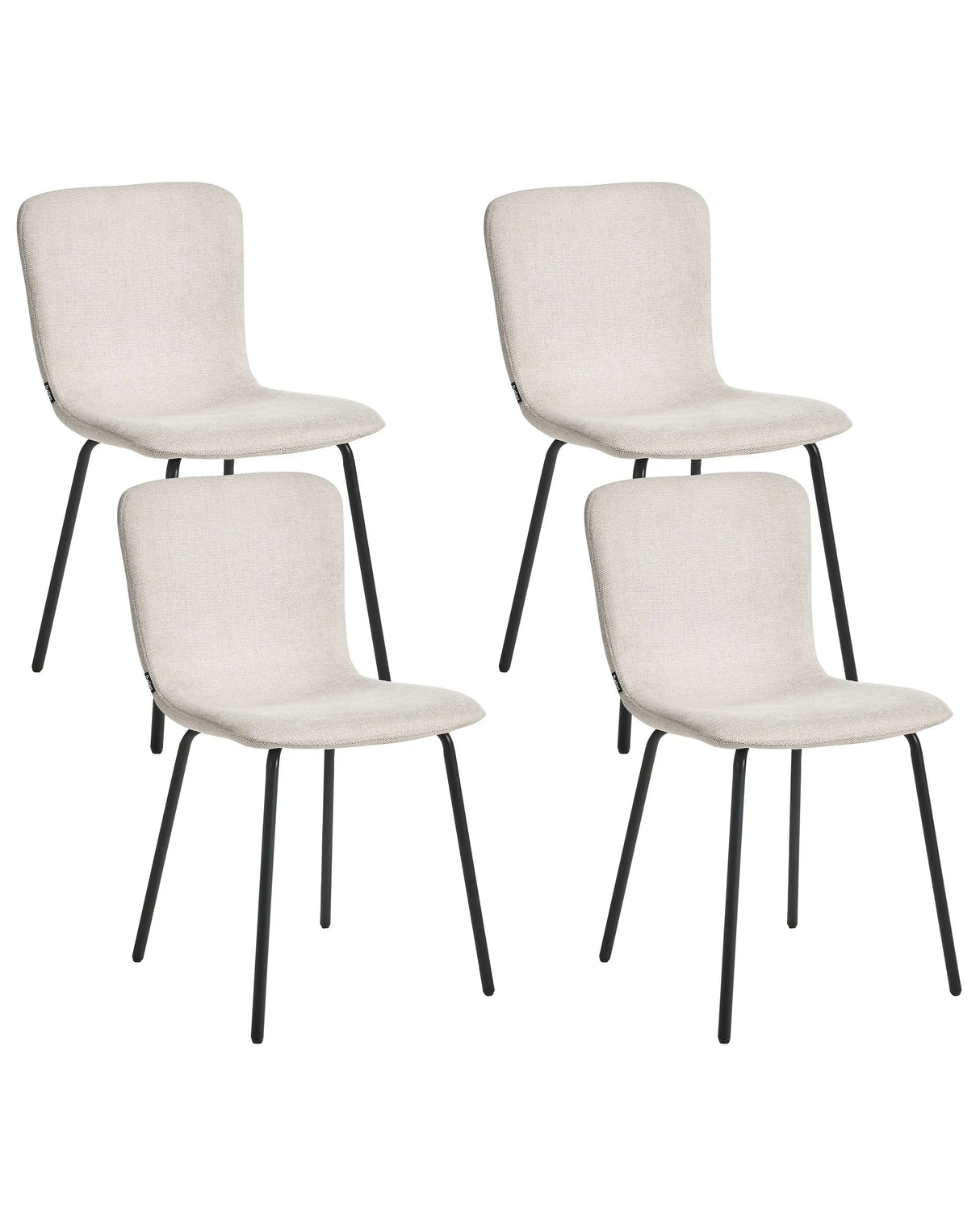 Set of 4 Fabric Dining Chairs Light Beige Upholstery Black Metal Legs Modern Retro Design Beliani
