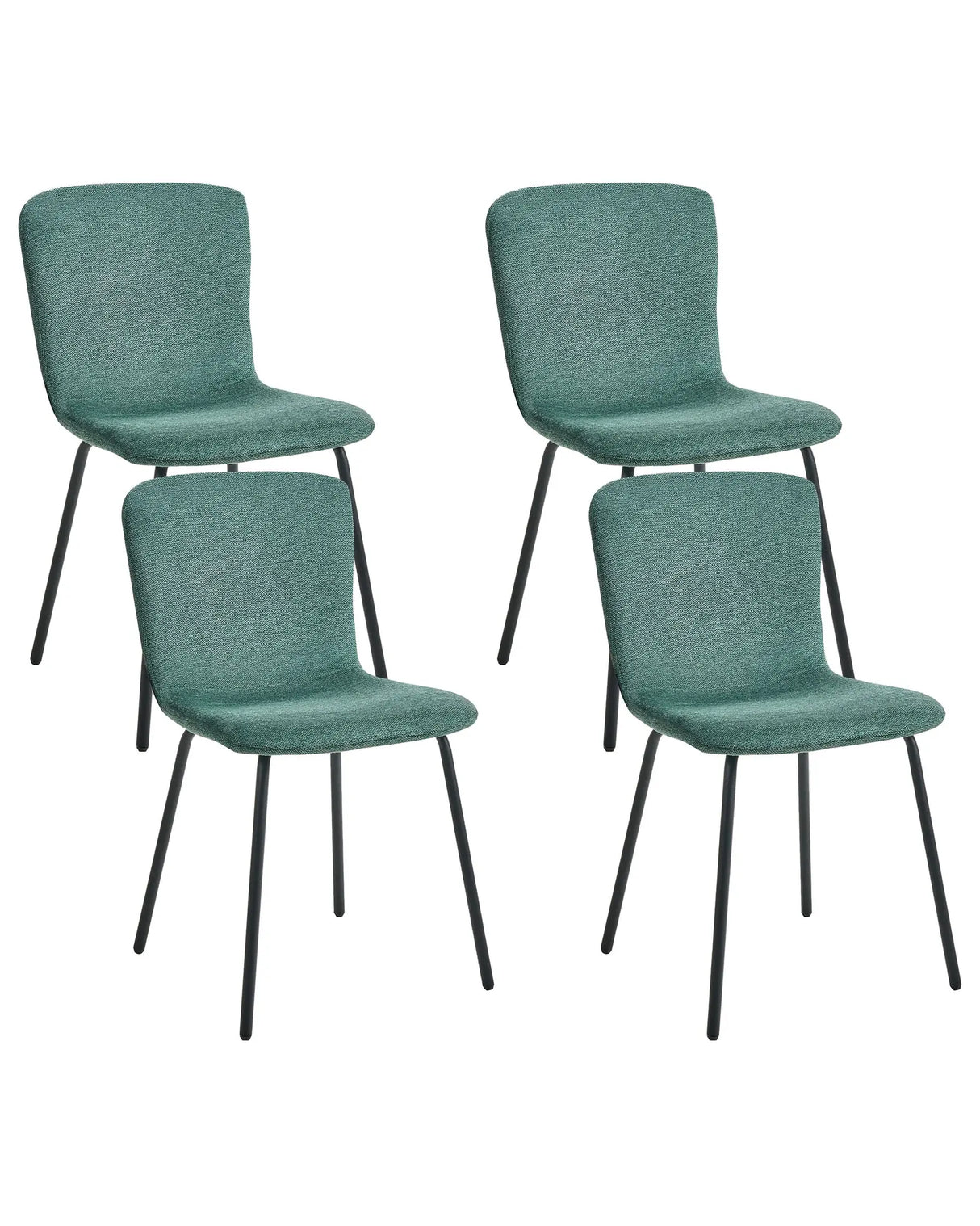 Set of 4 Fabric Dining Chairs Green Upholstery Black Metal Legs Modern Retro Design Beliani