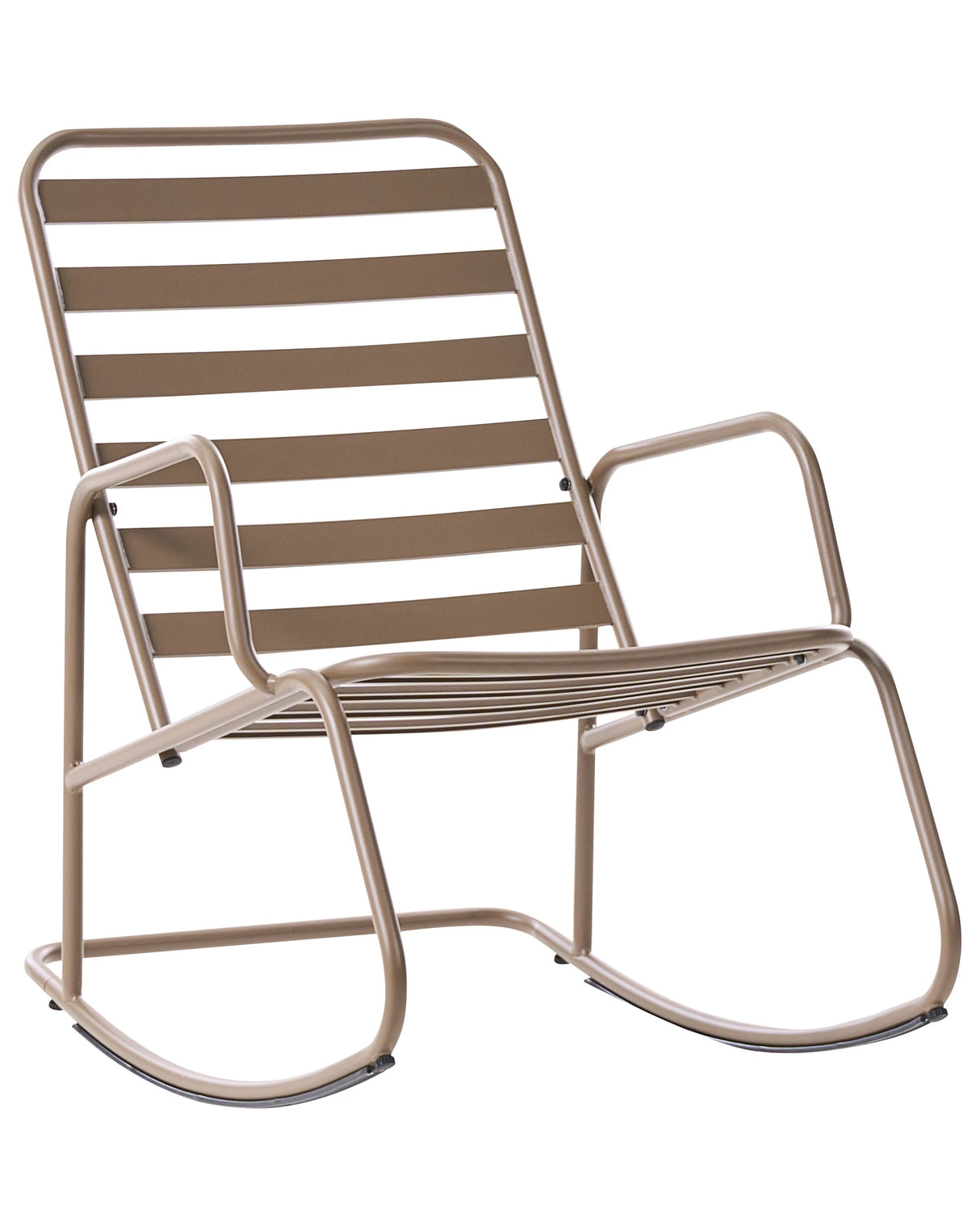 Garden Rocking Chair Taupe Aluminium Slatted Design Modern Style Outdoor Beliani