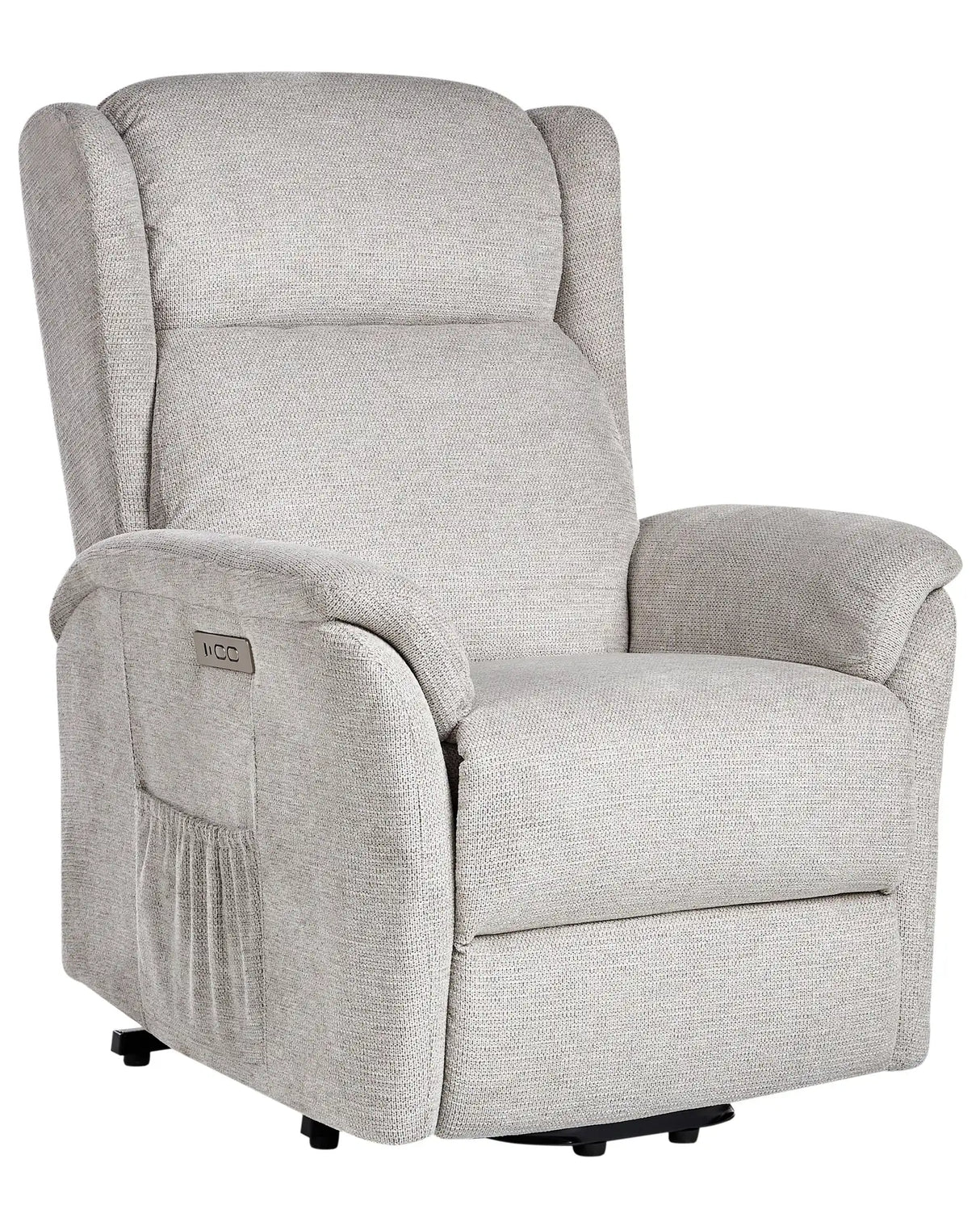 Reclining Electric Armchair with Lifting Function Light Grey Fabric Modern Living Room Beliani