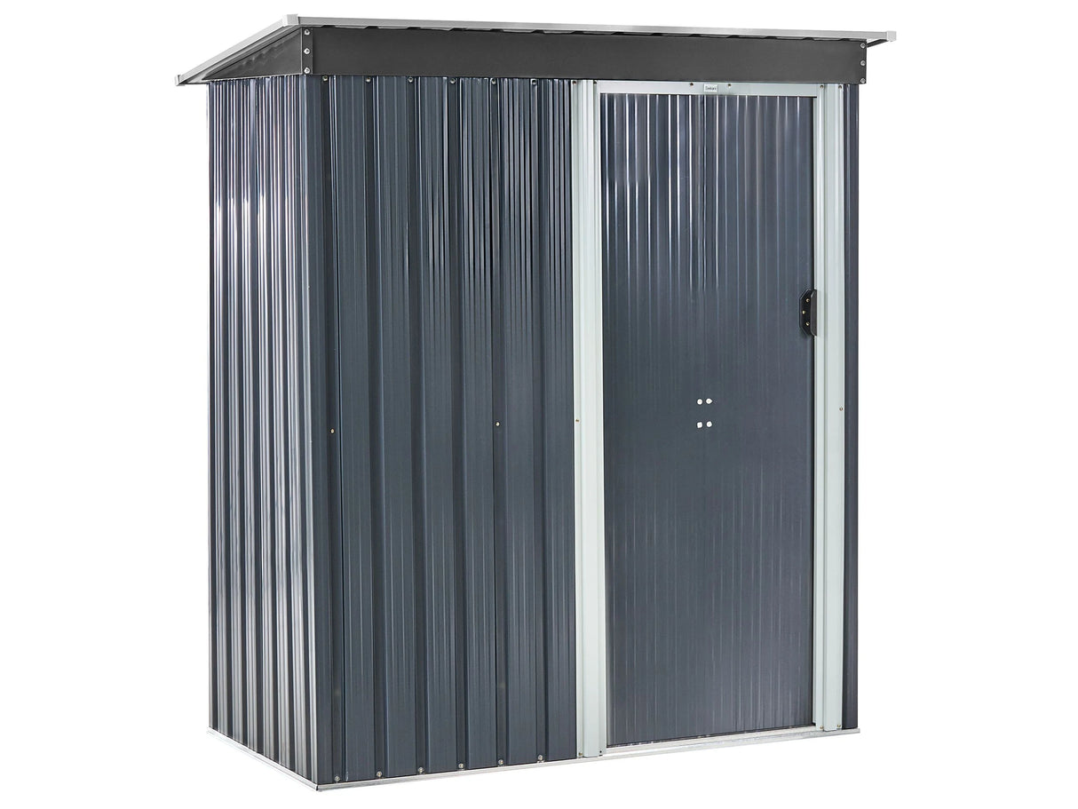Garden Shed Graphite Grey Galvanized Steel Waterproof Outdoor Storage for Garden Tools Equipment Beliani