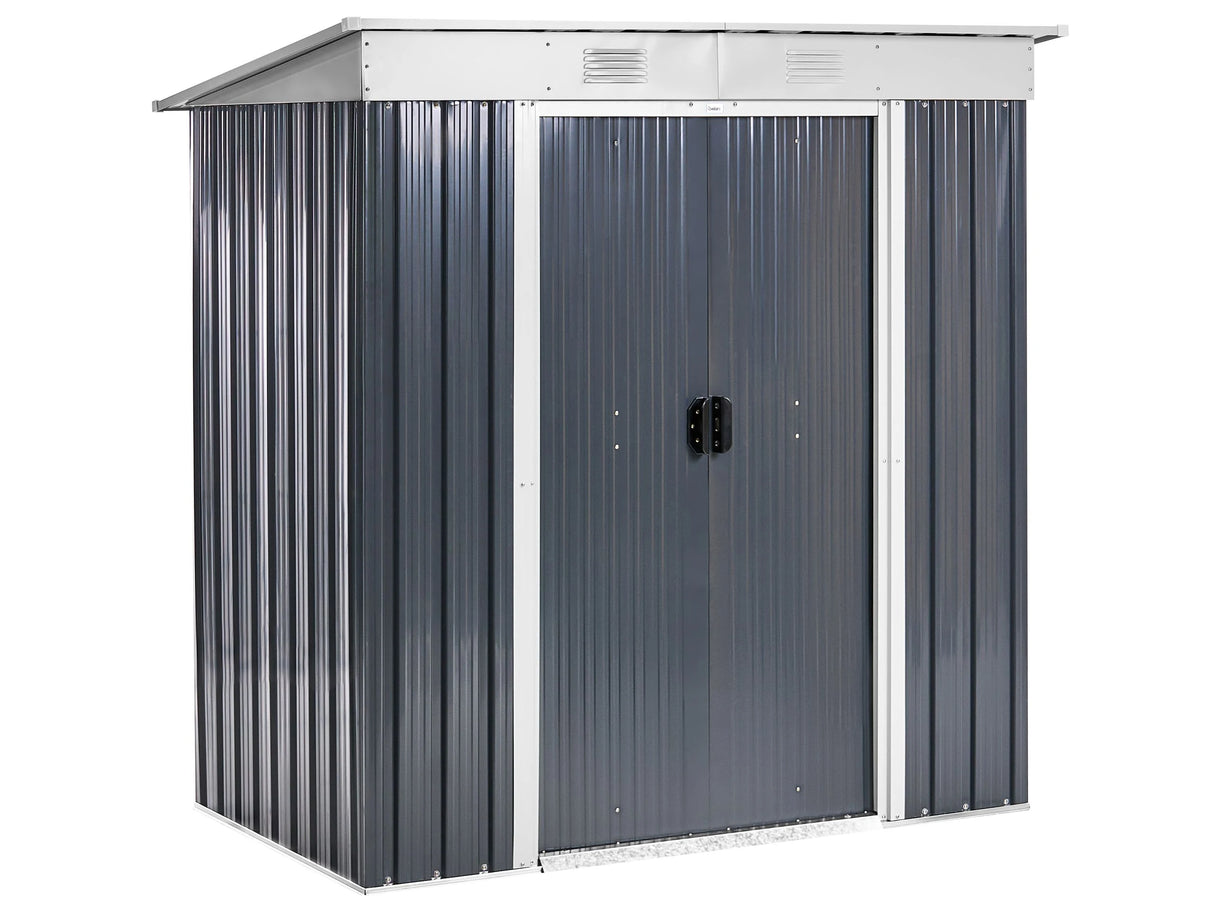 Garden Shed Graphite Grey Galvanized Steel Waterproof Outdoor Storage for Garden Tools Equipment Beliani