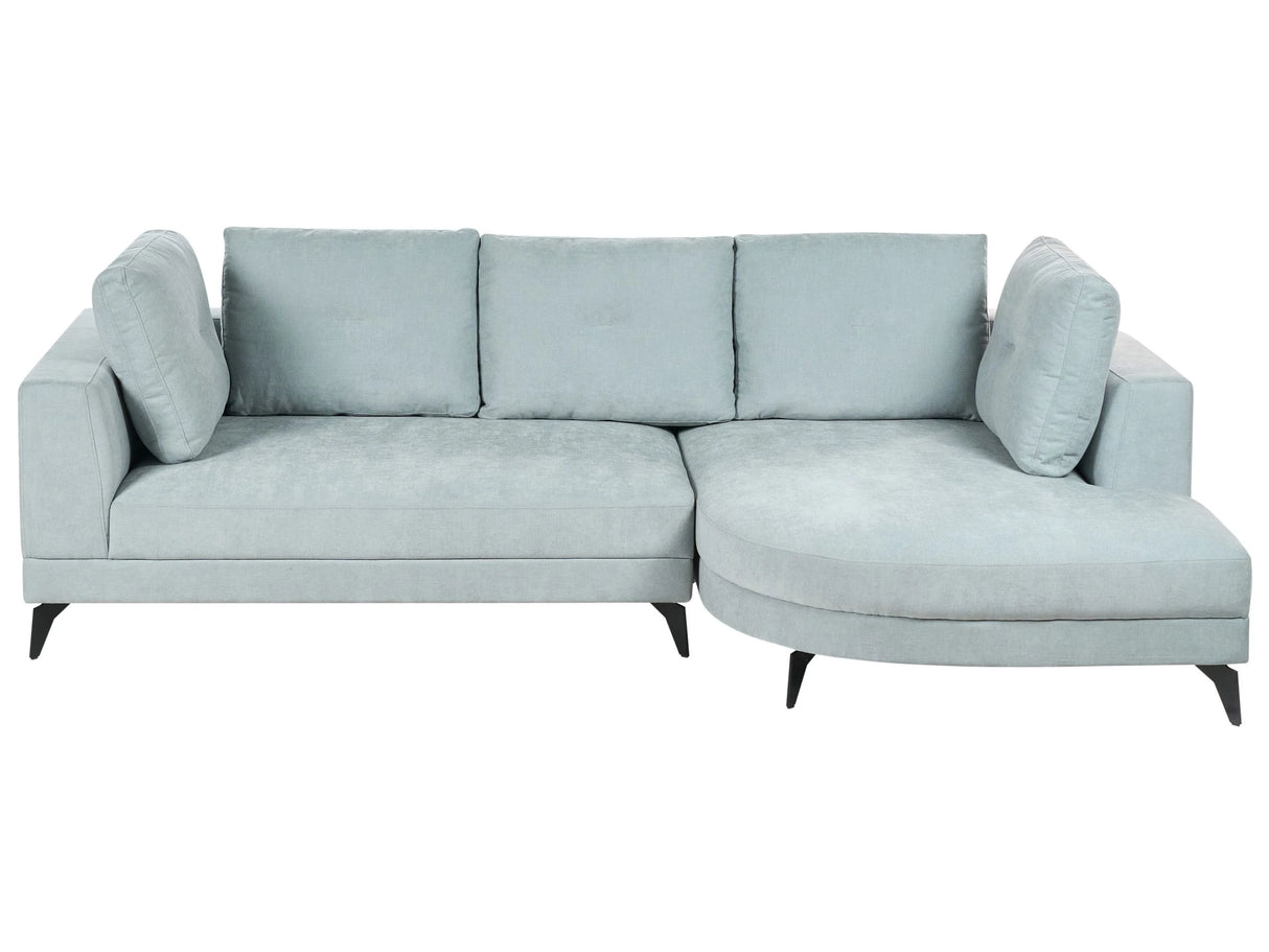 Left Hand Corner Sofa Light Blue Chenille Upholstery Black Iron Legs Modern with Cushions Beliani