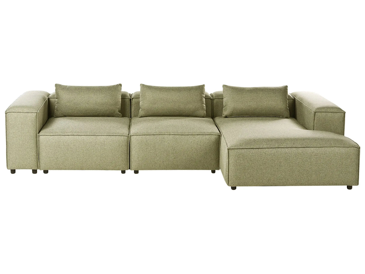 Modular Left Hand Sofa Light Green Fabric Sectional Corner Couch Modern Minimalistic Living Room Beliani