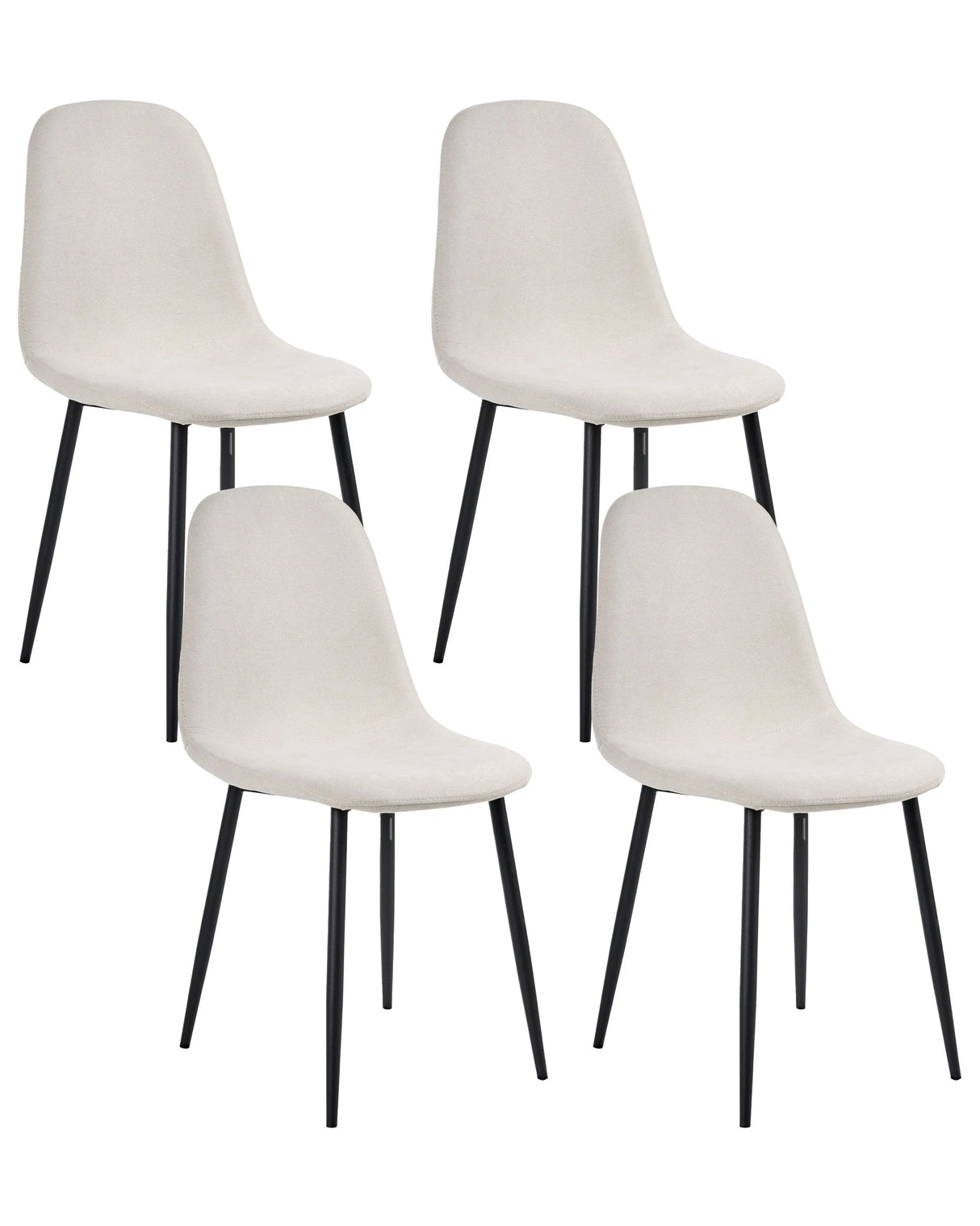 Set of 4 Dining Chairs Light Beige Polyester Upholstery Iron Black Legs Armless Dining Room Beliani