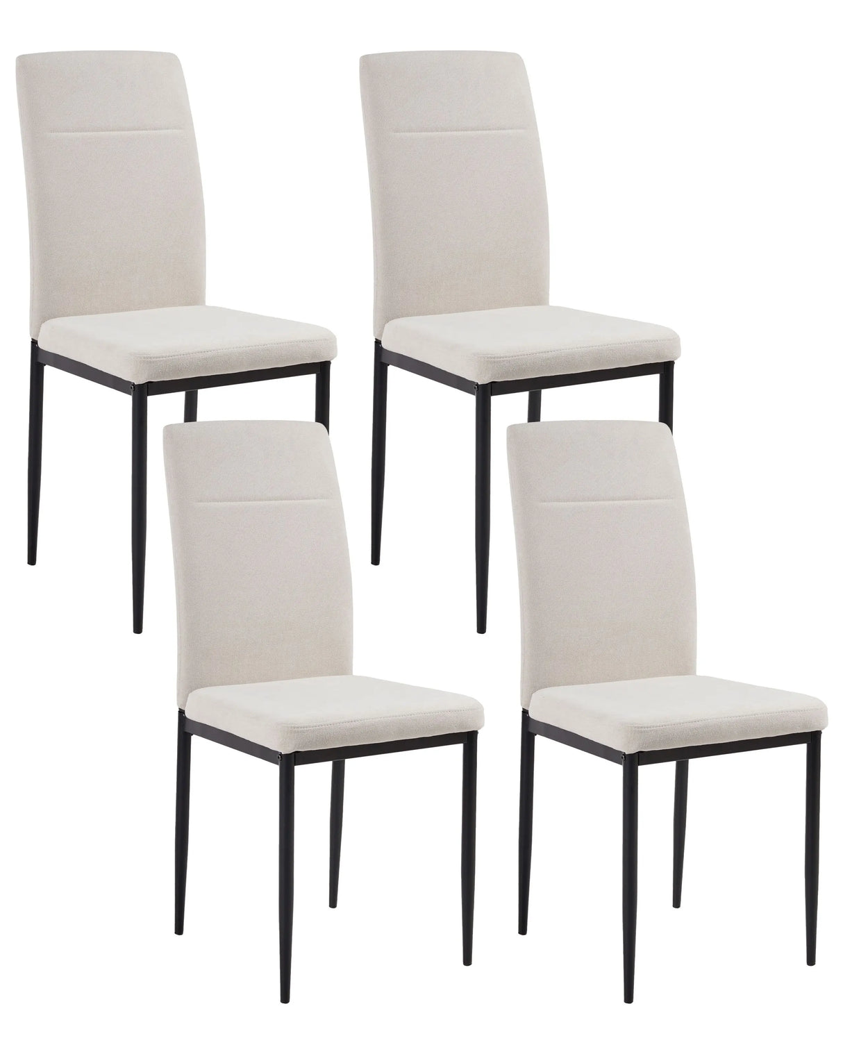 Set of 4 Velvet Dining Chairs Light Beige Polyester Upholstery Iron Black Legs Armless Dining Room Beliani