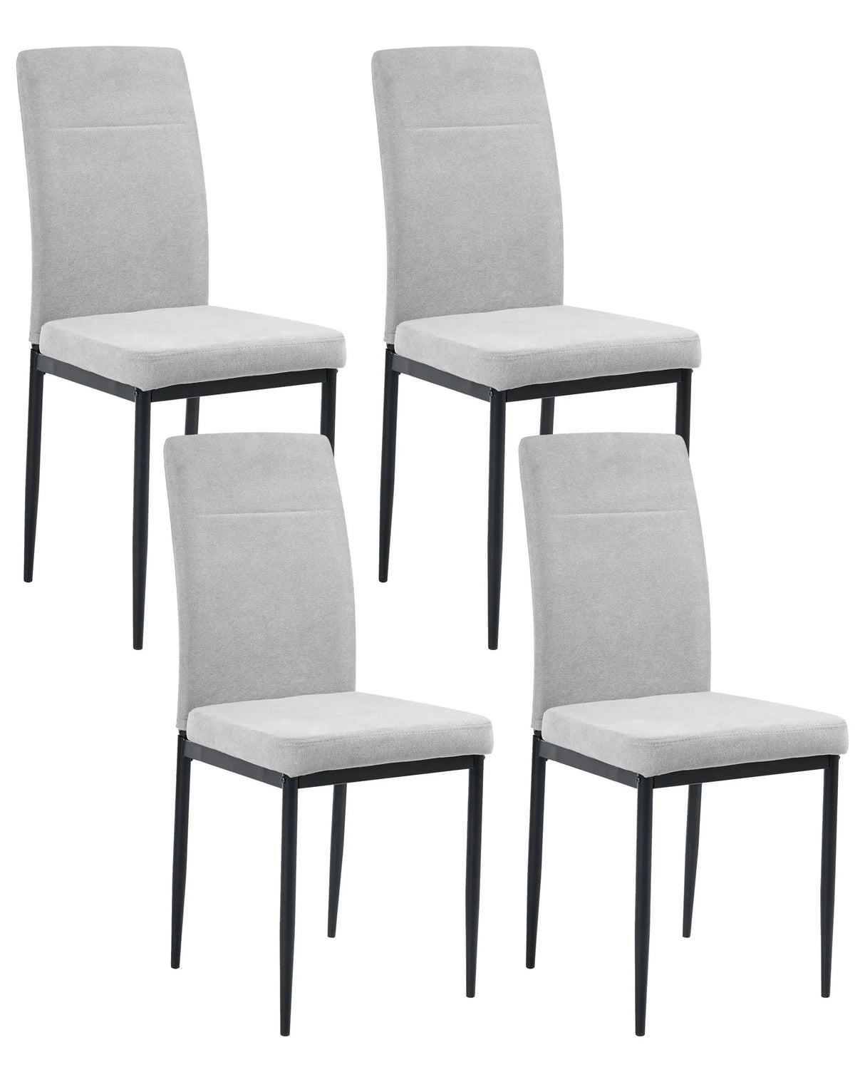 Set of 4 Velvet Dining Chairs Grey Polyester Upholstery Iron Black Legs Armless Dining Room Beliani