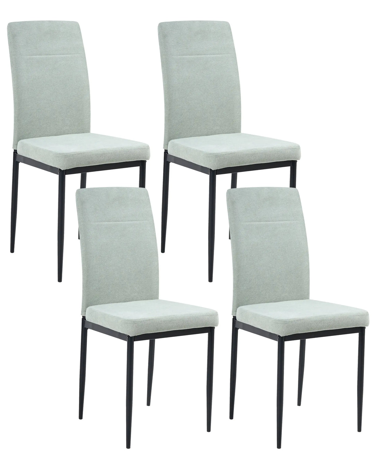 Set of 4 Velvet Dining Chairs Light Green Polyester Upholstery Iron Black Legs Armless Dining Room Beliani