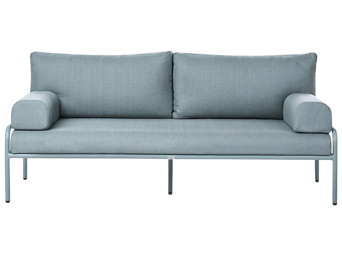 Garden Outdoor Sofa Light Green Aluminium Frame Olefin Waterproof Seat 2 Seater with Cushions Modern Beliani