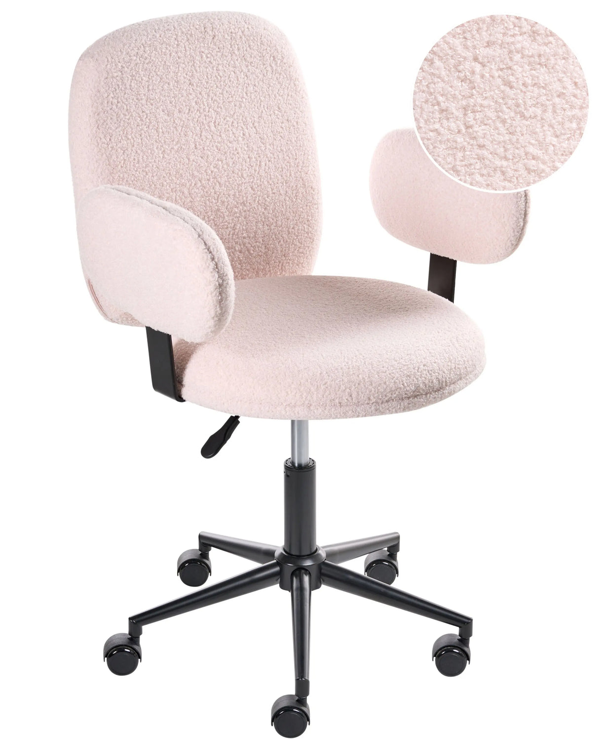 Office Desk Chair Pastel Pink Boucle Height Adjustable Base Modern Home Office Beliani