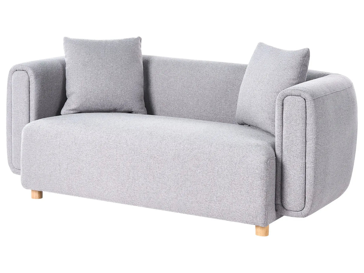 Fabric 2-Seater Sofa Grey Couch Rubberwood Legs Woven Fabric Modern Beliani