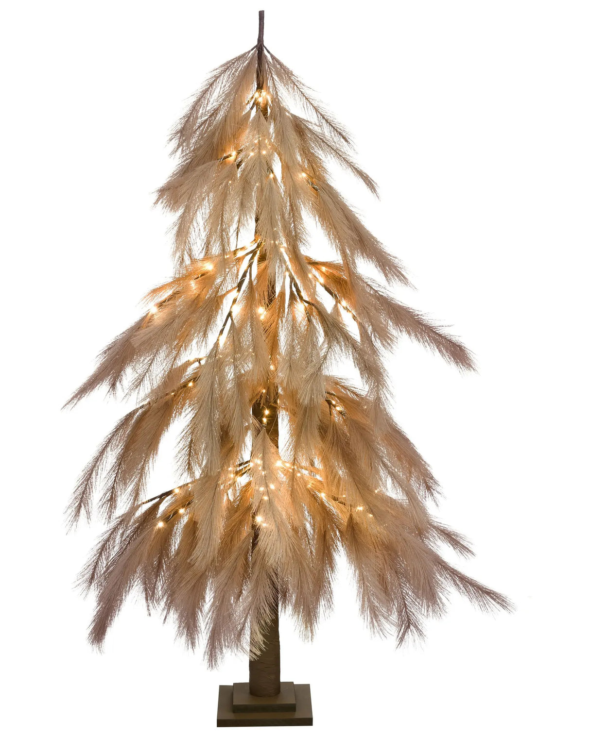 Artificial Christmas Tree Beige Synthetic Material 123 cm LED Lights Outdoor & Indoor Modern Style Holiday Decor Beliani