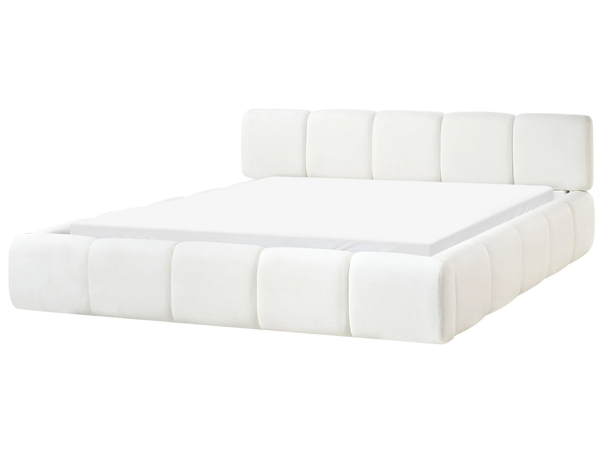 Bed Off-White Fabric Upholstery EU King Size 6ft Scandinavian Modern Minimalist Design Soft Headboard Beliani