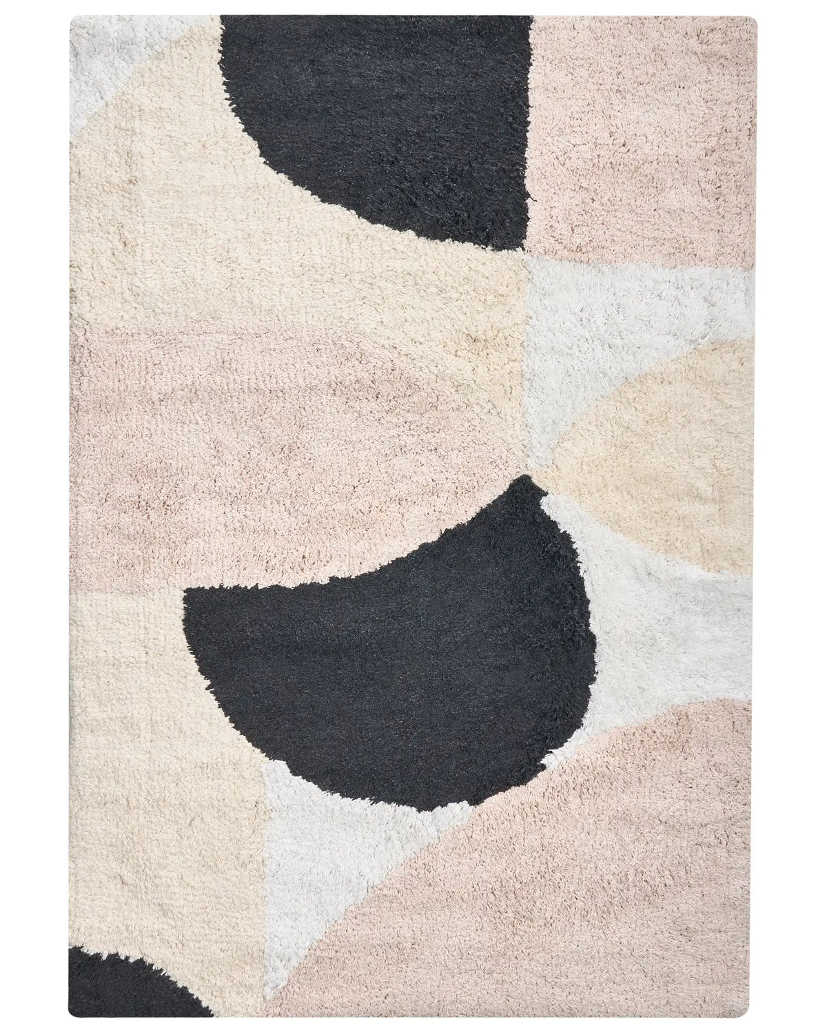 Bath Mat Beige Cotton 60 x 90 cm Rectangular Shape Geometric Pattern Fluffy Bath Rug Bathroom Accessories Modern Design Beliani