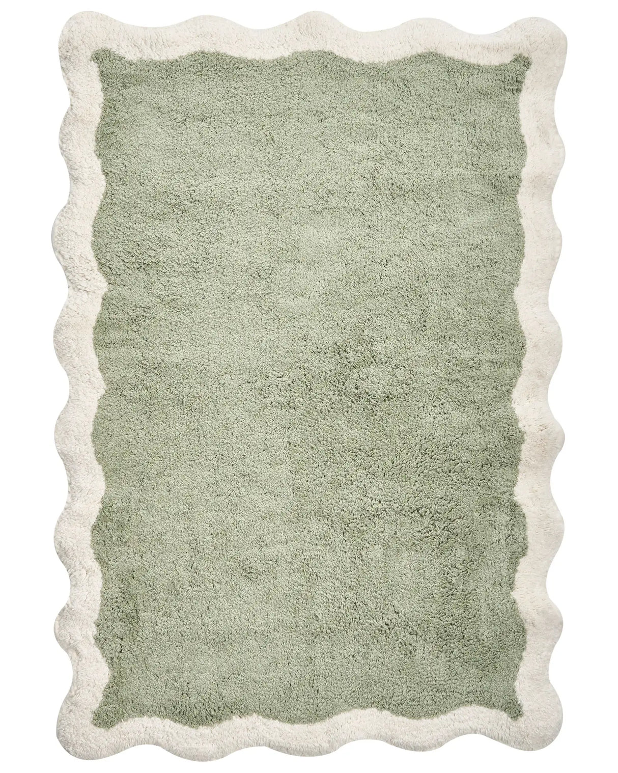 Bath Mat Green and Beige Cotton 60 x 90 cm Rectangular Shape Geometric Pattern Fluffy Bath Rug Bathroom Accessories Modern Design Beliani