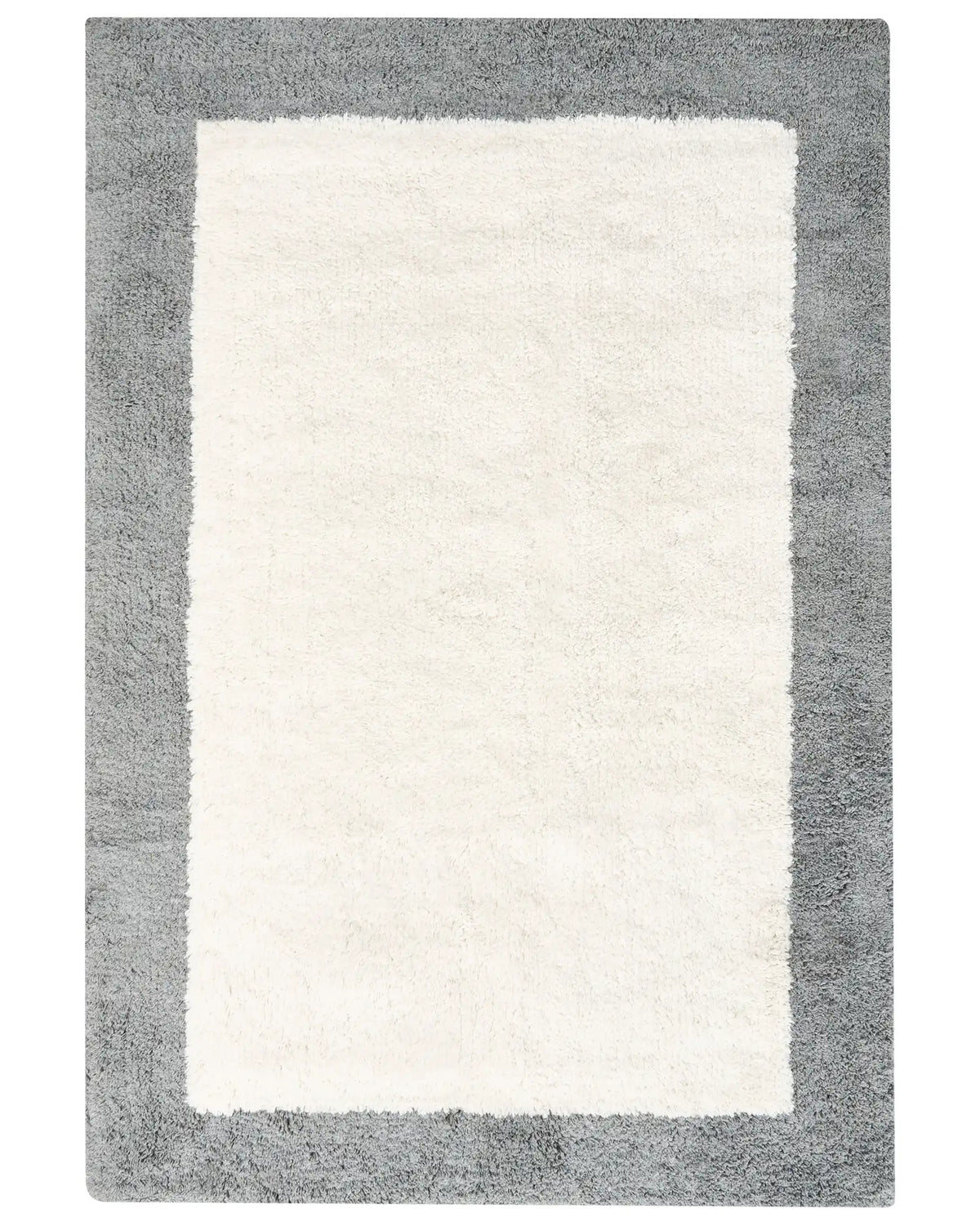 Bath Mat Beige and Grey Cotton 60 x 90 cm Rectangular Shape Geometric Pattern Fluffy Bath Rug Bathroom Accessories Modern Design Beliani