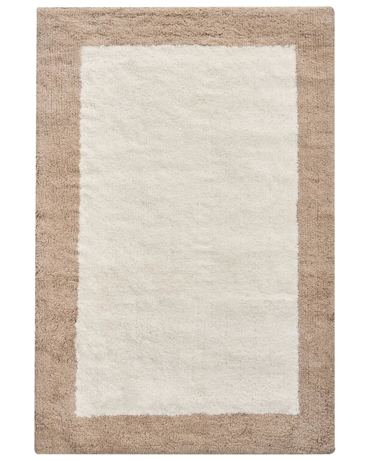 Bath Mat Beige and Brown Cotton 60 x 90 cm Rectangular Shape Geometric Pattern Fluffy Bath Rug Bathroom Accessories Modern Design Beliani