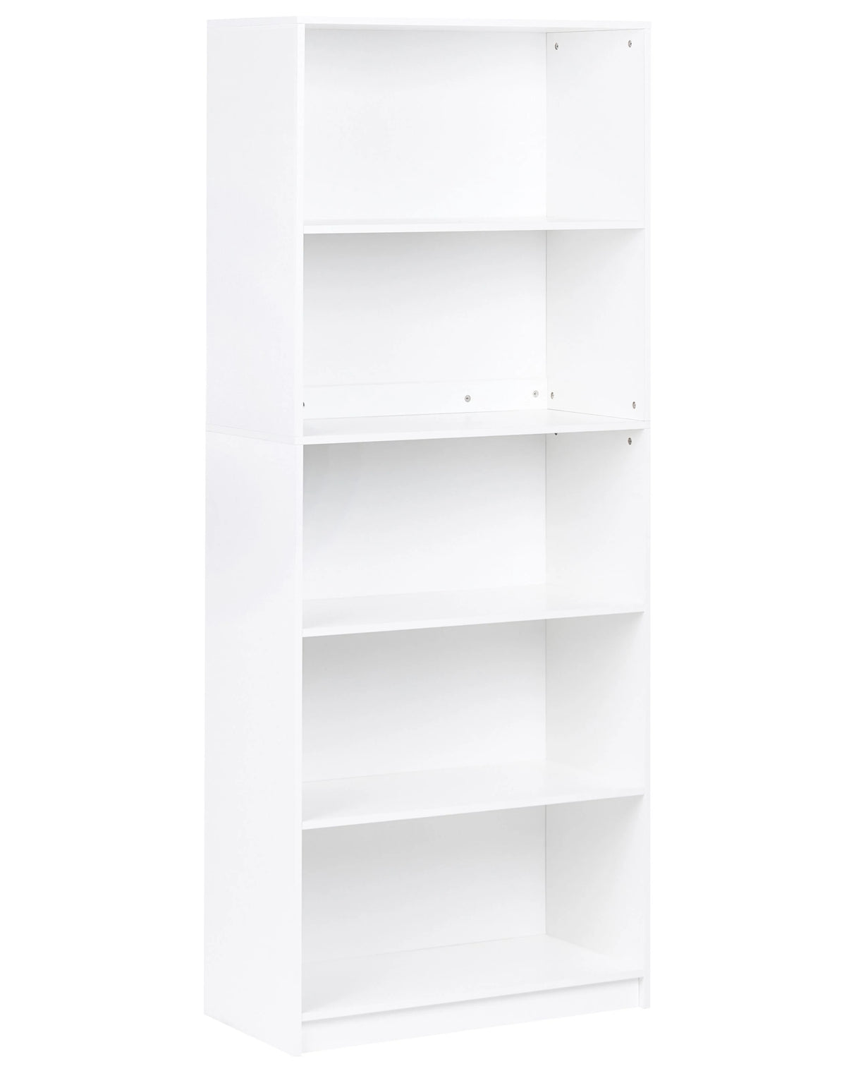 5 Tier Bookcase White Particle Board Minimlaistic Style Matt Finish Bookshelf Beliani