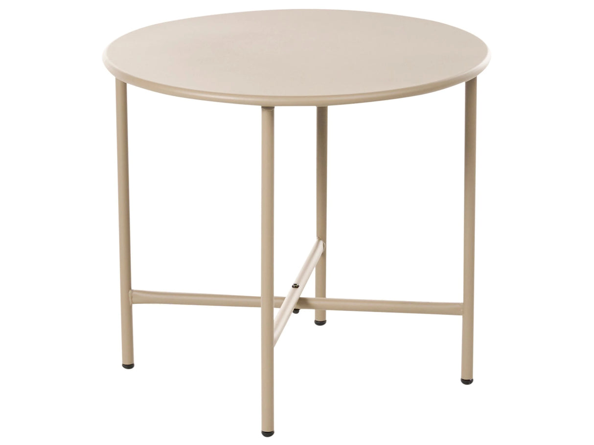 Bistro Table Beige Galvanized Steel Frame Powder Coated Round Coffee Table Modern Style Garden Patio Beliani