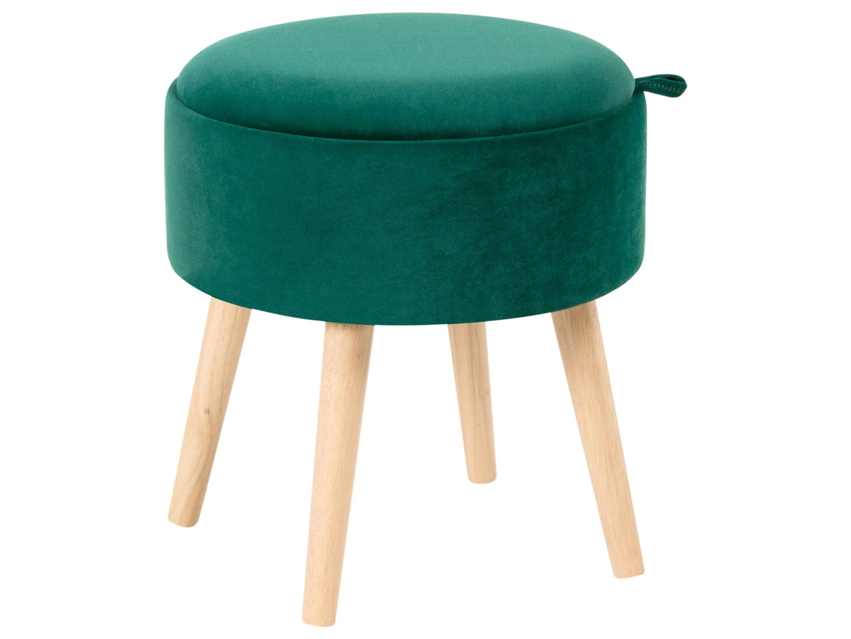 Stool Emerald Green Velvet Upholstered Storage Tray Top Glamour Style Beliani