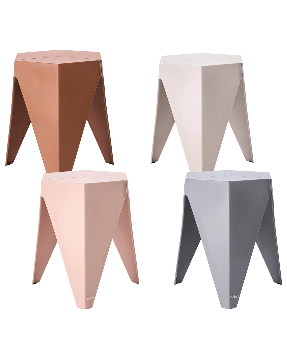 Set of 4 Garden Stools Multicolour Synthetic Material Pastel Colours Garden Extra Seats Stacking Modern Patio Footstool Beliani