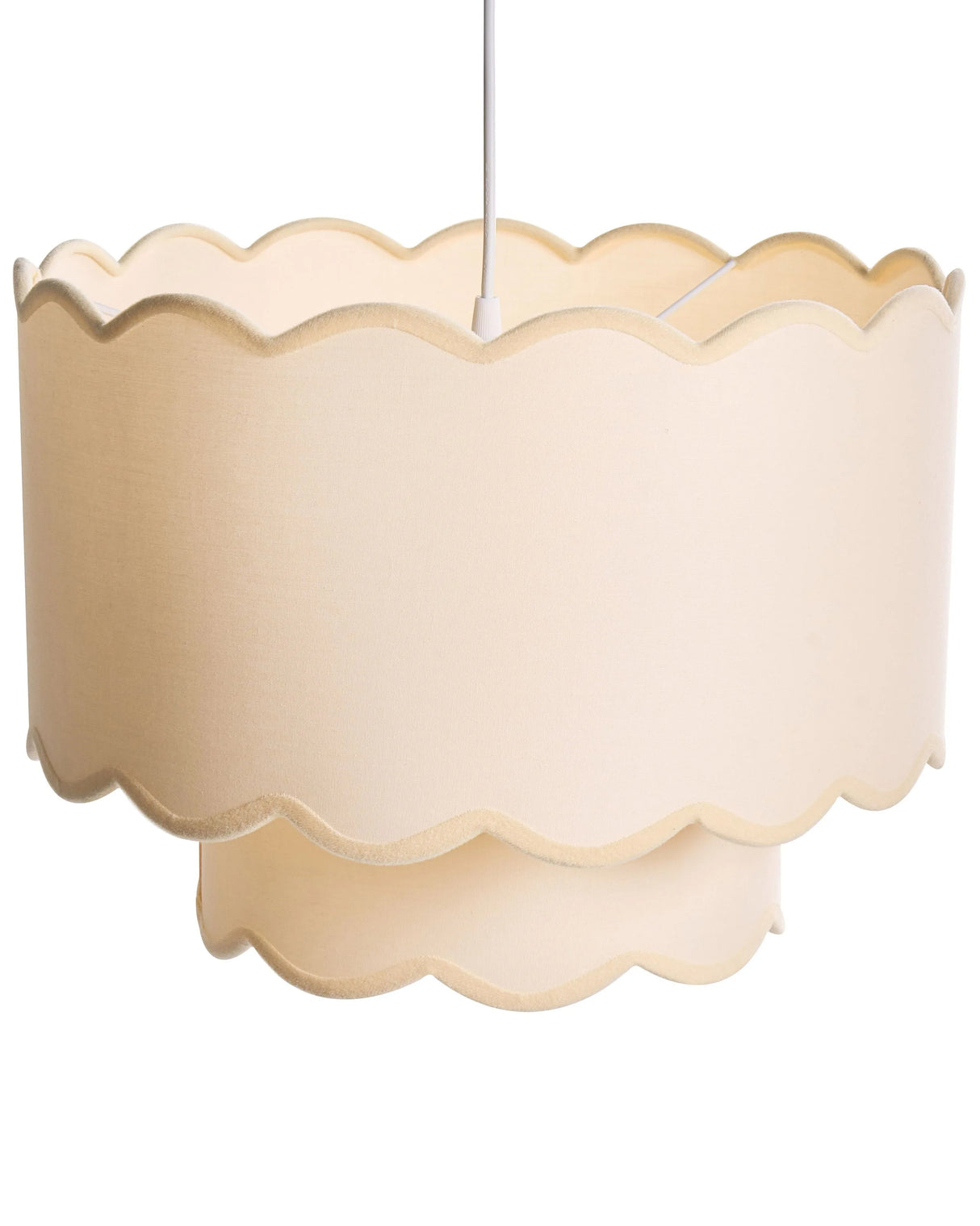 Pendant Lamp White and Beige Iron Base Fabric Double Shade Modern Style Ambient Light Living Room Bedroom Beliani