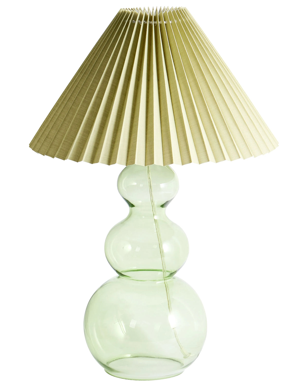 Table Lamp Green Glass Base Bell Fabric Shades Indoor Bedroom Living Room Modern Style Beliani