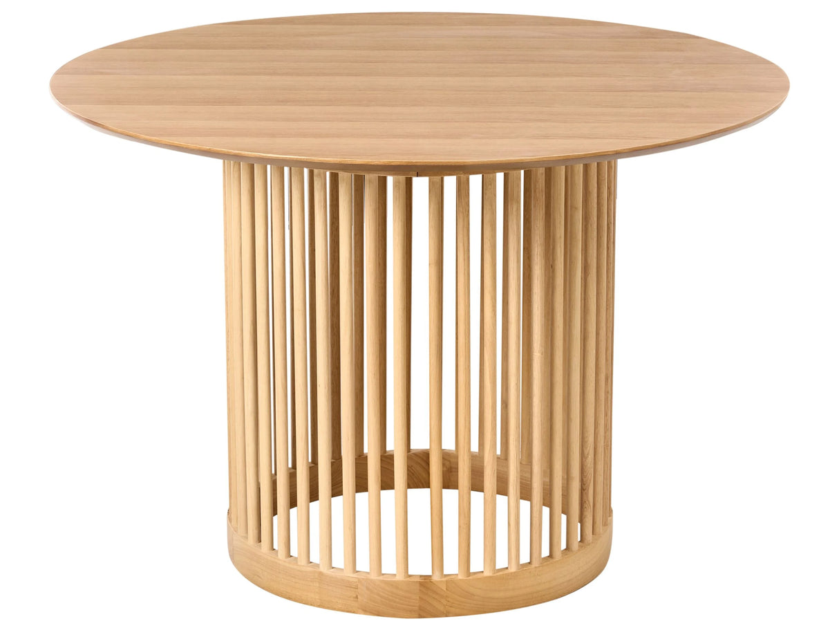 Dining Table Light Oak Venner on MDF Rubberwood Legs 110 cm For Dining Room Kitchen Beliani