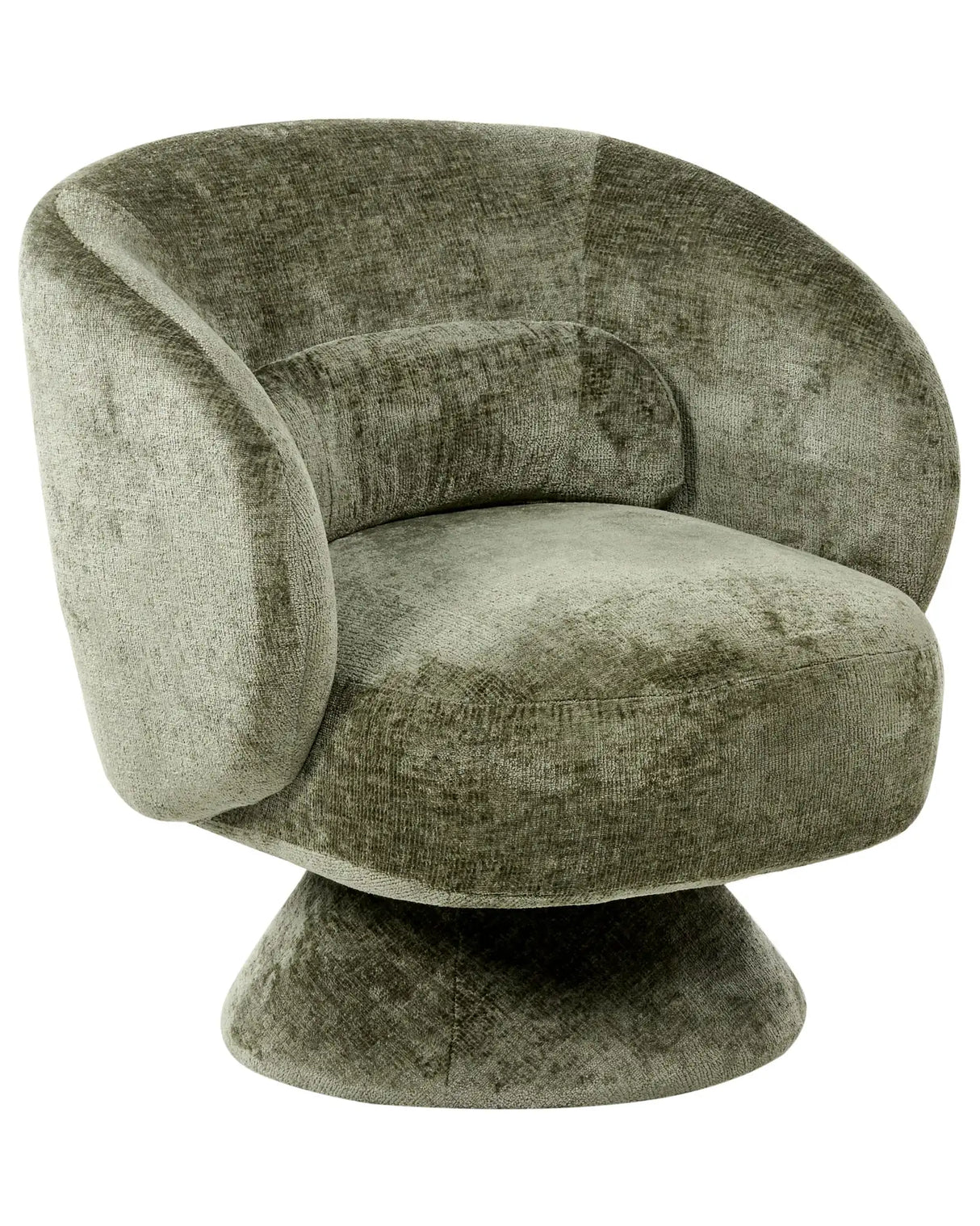 Swivel Armchair Green Chenille Seat Armless with Cushion Retro Style Metal Legs Beliani