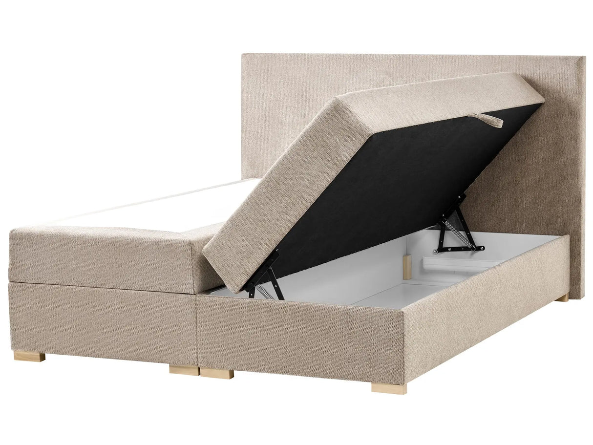 Divan Bed with Storage Taupe Fabric EU King Size 5ft3 Upholstered with Storage Modern Style Beliani