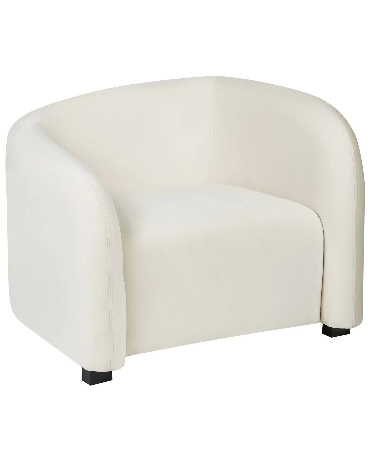 Armchair Off-White Velvet Upholstered Curved Backrest Shape Modern Living Room Furniture Beliani